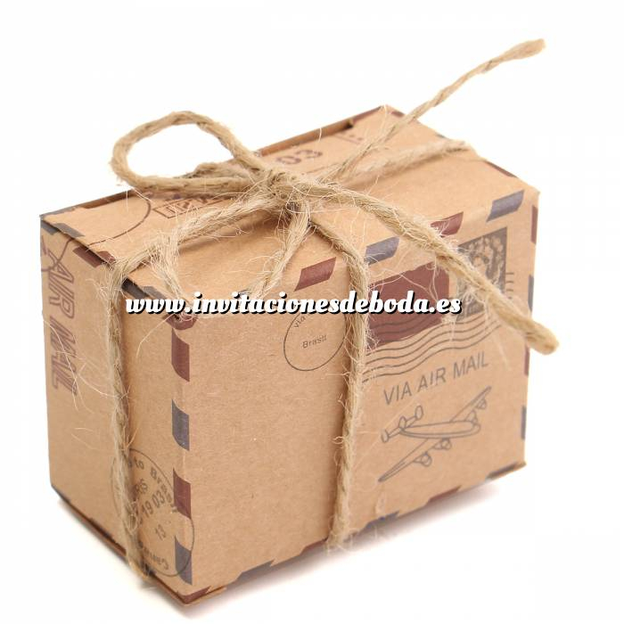 Imagen Cajitas para regalo Cajita Boda viajeros - Postal antigua con cuerda incluida 