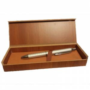 Prácticos mujer - Bolígrafo plateado Mod. 5 en caja de madera 